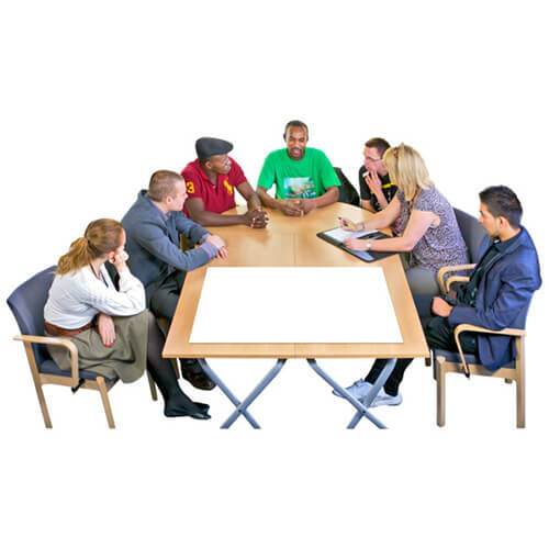 People sitting around a table having a meeting